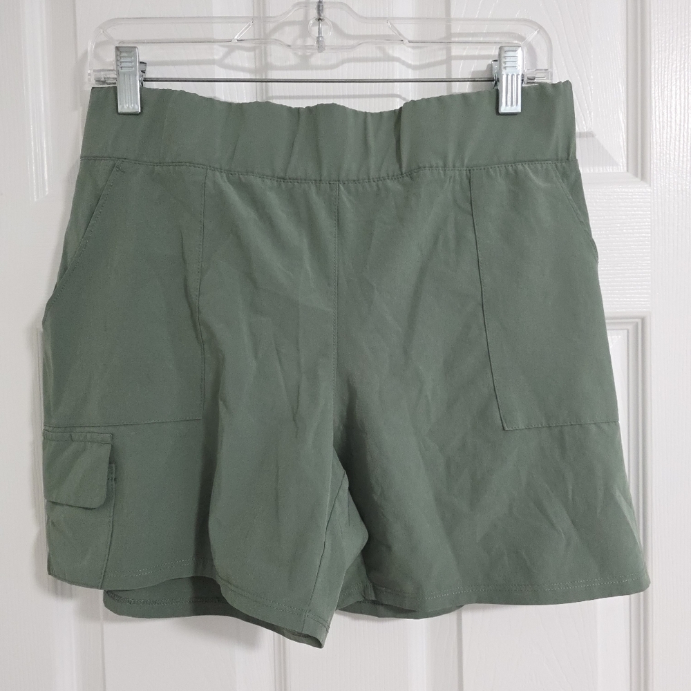 RBX Gym Shorts Size Large Green Solid Pockets Pull On Athletic Workout Womens